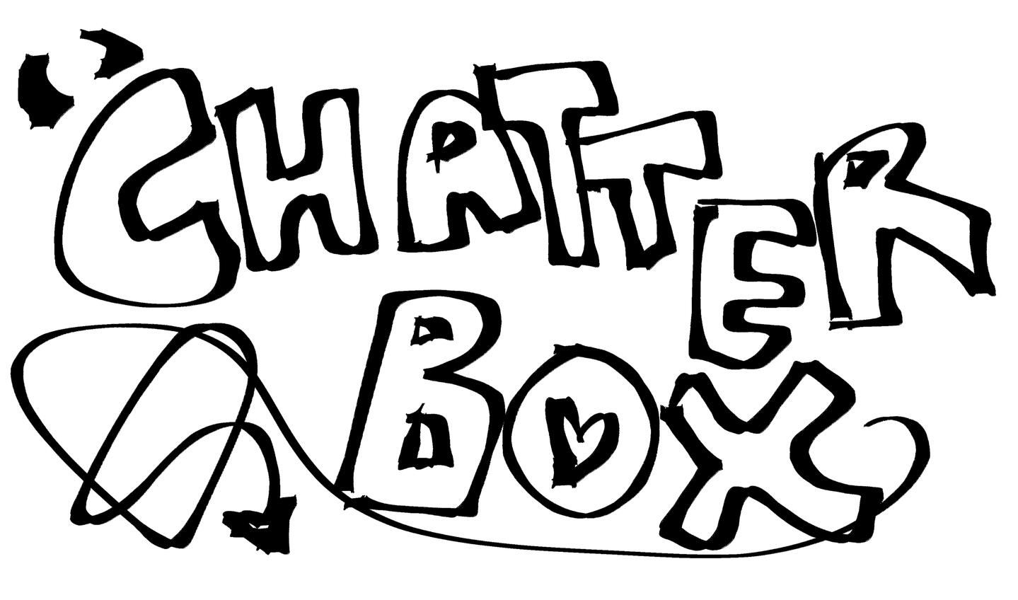 the word "chatterbox" written in a stylistic, graphical manner